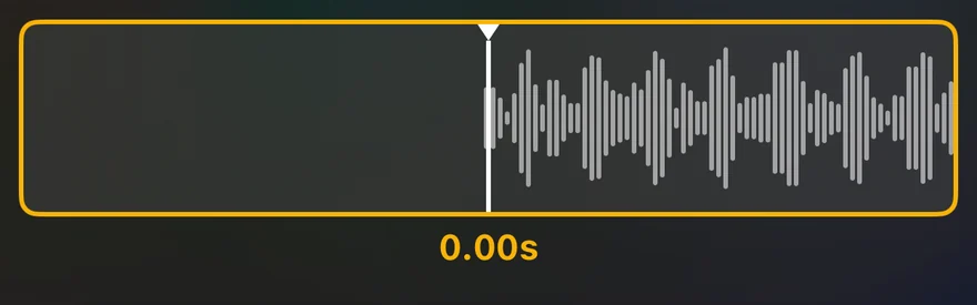 The audio track in ChoreoSync with the same moment marked on the waveform